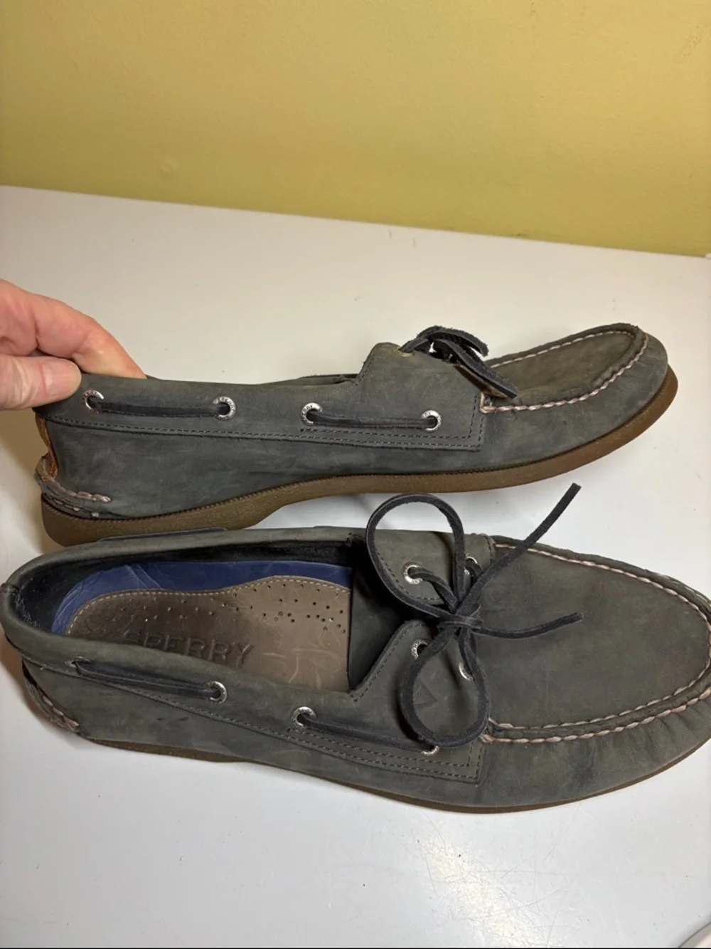 Sperry Topside Gray Leather Non-Marking Boat Shoe Size 12